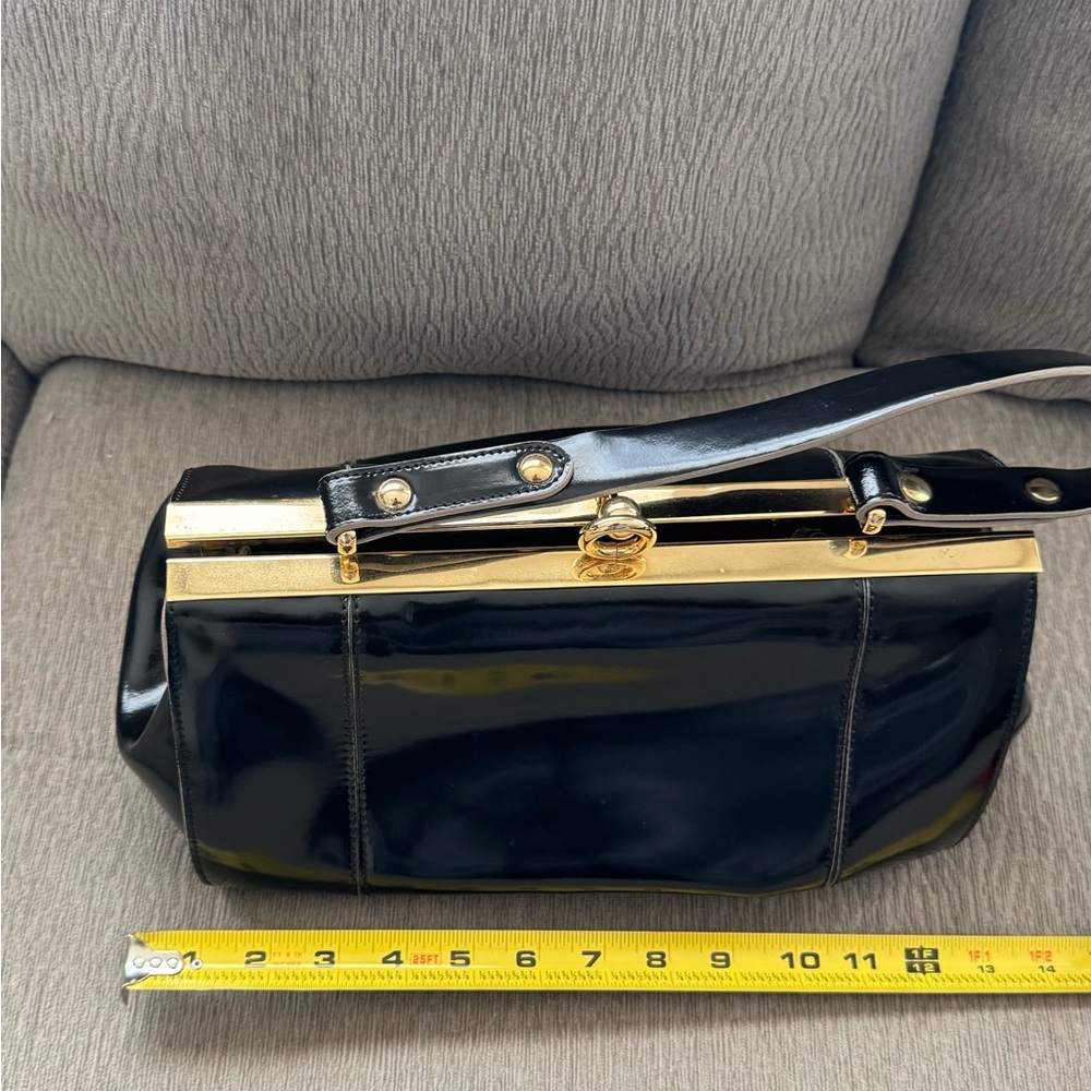 Alberta Di Canio genuine leather ,Black and gold purse with gold hardware